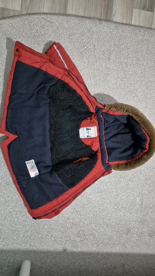 Kürklü Kapüşonlu Kırmızı Erkek Çocuk Mont - Görsel 2