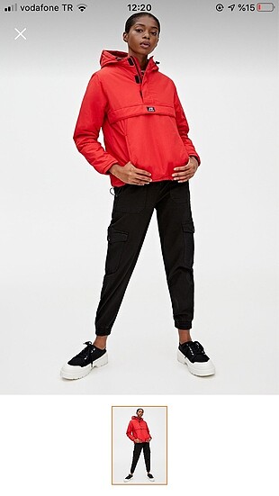 Pull&bear kırmızı kanguru mont