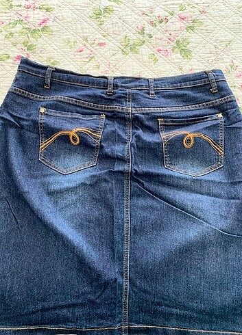 48 Beden Bonprix Çiçek Desenli Şık Kot Etek