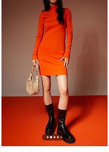 Zara turuncu mini elbise 
