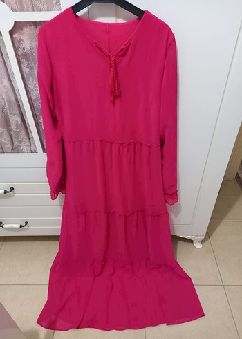 Kadın Pembe Uzun Kollu Bohem Elbise