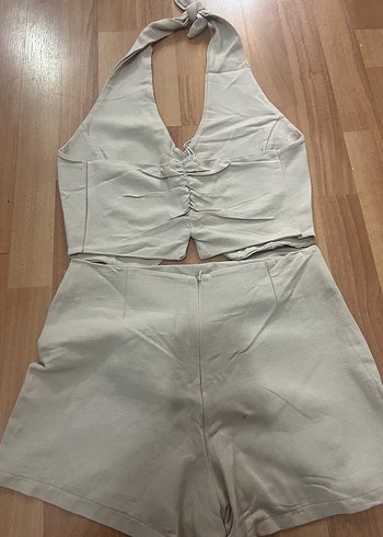 Bej Keten Mini Kadın Takım - Görsel 4