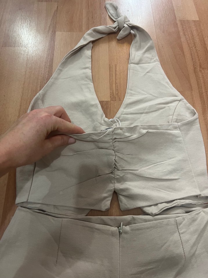 Bej Keten Mini Kadın Takım - Görsel 5