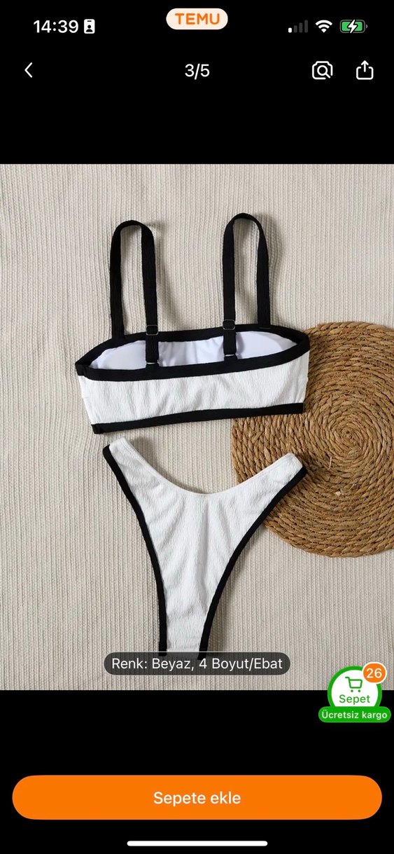 Beyaz Strappy Mini Bikini - Spor Şıklığı - Görsel 3