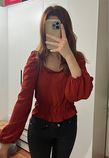 xl Beden Kiremit rengi bluz