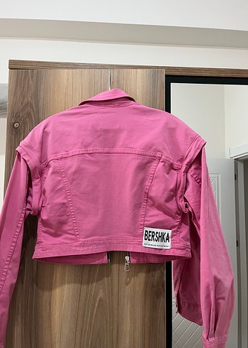 Bershka Kadın Pembe Mini Denim Ceket