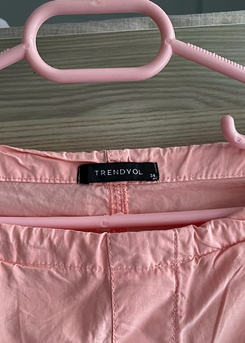 34 Beden Pembe Midi Keten Rahat Kesim Kadın Pantolon