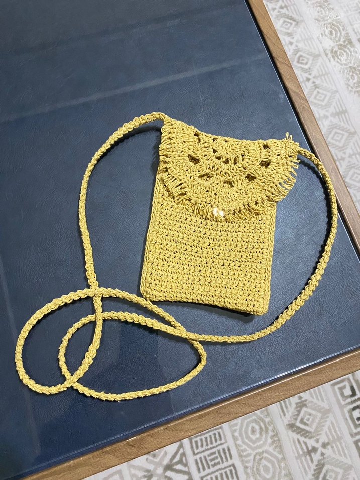 Bej Örgü Bohem Çapraz Çanta - Görsel 4