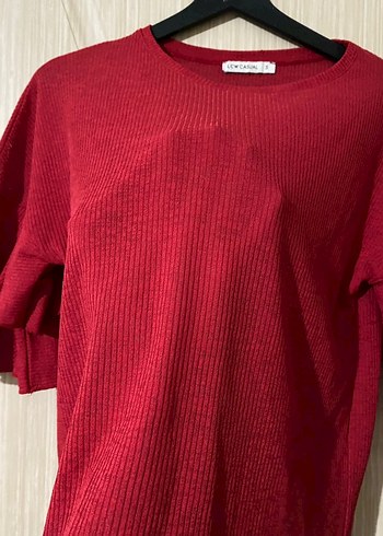 Kırmızı Kısa Kollu Fırfırlı Kadın Bluz - Görsel 4