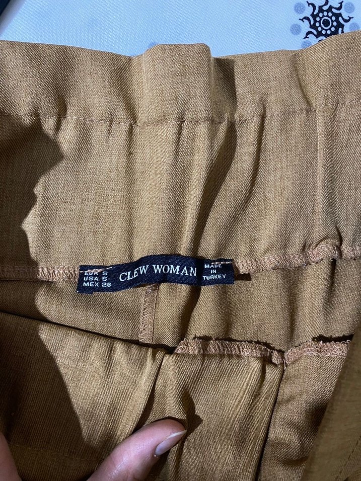 Kahverengi Kemerli Bol Kesim Keten Pantolon - Görsel 3