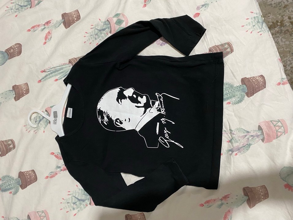 Siyah Erkek Çocuk Uzun Kollu Atatürk Baskılı Tişört - Görsel 3