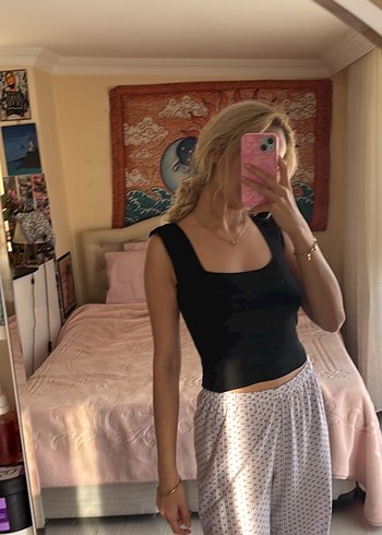 Kadın Siyah Kare Yaka Crop Top - Görsel 2