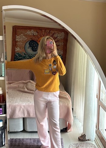 Sarı Uzun Kollu Salaş Triko Kazak - Görsel 2