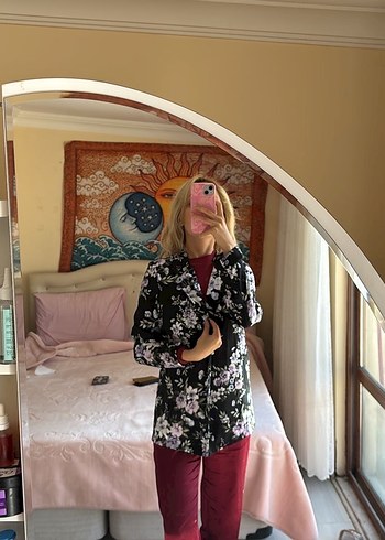 Mor Çiçek Desenli Uzun Kollu - Görsel 2