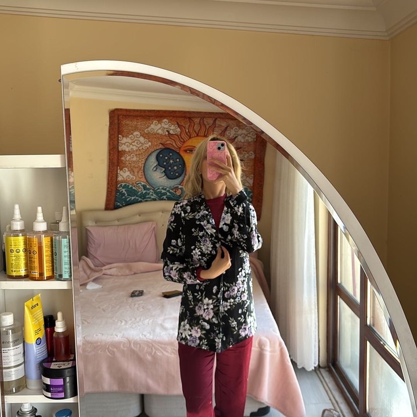 Mor Çiçek Desenli Uzun Kollu - Görsel 2