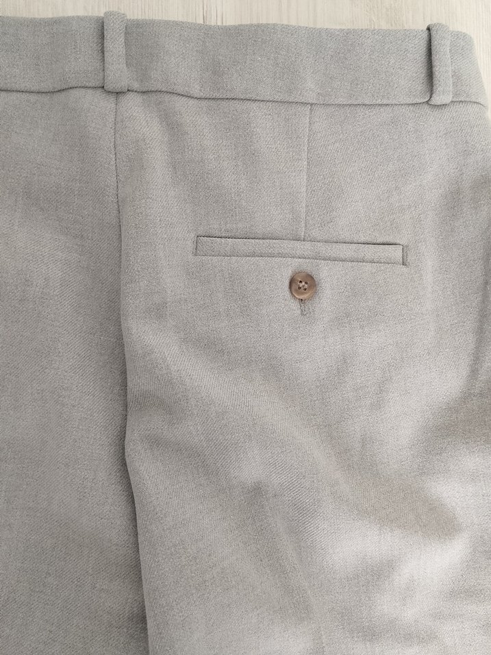 Gri Midi Kumaş Kadın Pantolon - Görsel 4