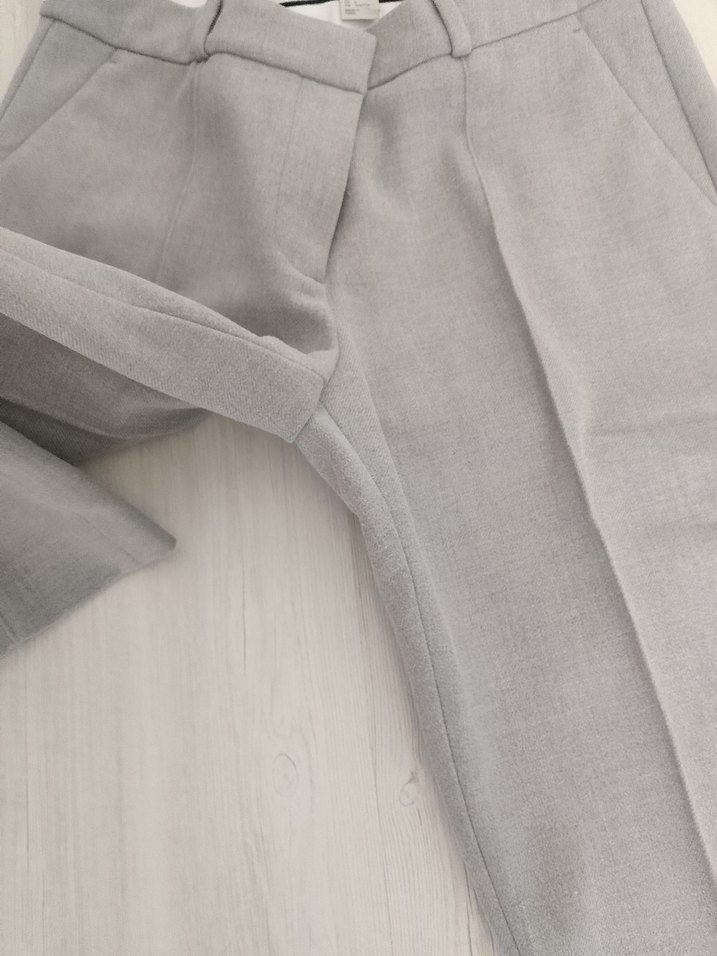 Gri Midi Kumaş Kadın Pantolon - Görsel 2