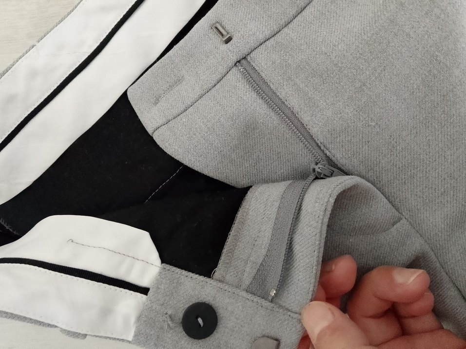 Gri Midi Kumaş Kadın Pantolon - Görsel 3