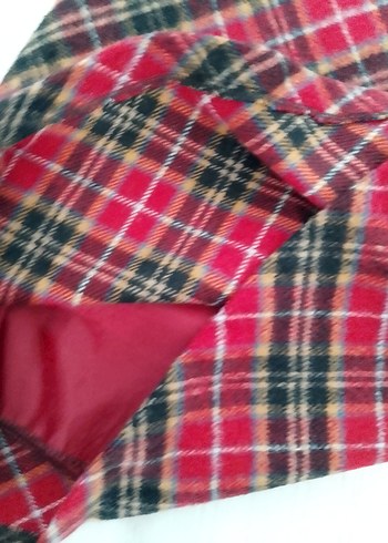 Kırmızı Ekose Pileli Midi Etek - Görsel 7