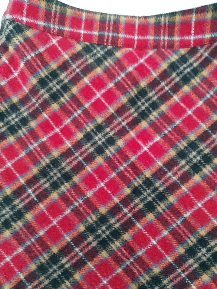 Kırmızı Ekose Pileli Midi Etek - Görsel 5