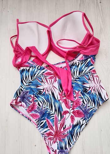 xl Beden pembe Renk Pembe Renkli Mini Fırfırlı Bohem Bikini