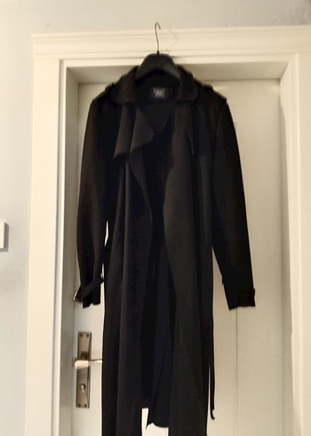 siyah süvet trençkot - Görsel 5