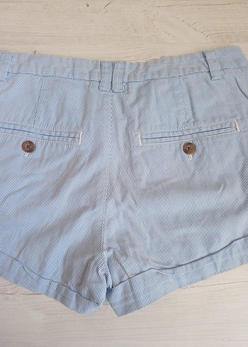 Düğmeli Mavi Denim Mini Şort