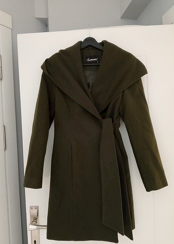 Haki Renk Büyük Yakalı Kaban - Görsel 6