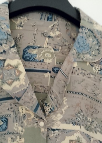 Gri Bohem Uzun Kollu Gömlek - Görsel 7