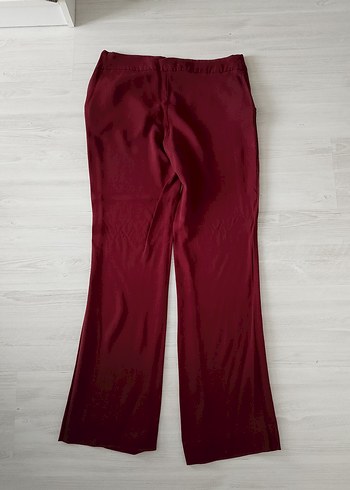 Bordo Düğmeli Midi Kadın Kumaş Pantolon - Görsel 8