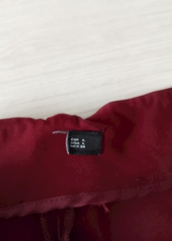 Bordo Düğmeli Midi Kadın Kumaş Pantolon - Görsel 3