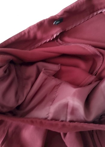 Bordo Düğmeli Midi Kadın Kumaş Pantolon - Görsel 7