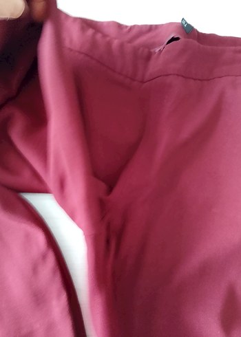 Bordo Düğmeli Midi Kadın Kumaş Pantolon - Görsel 5