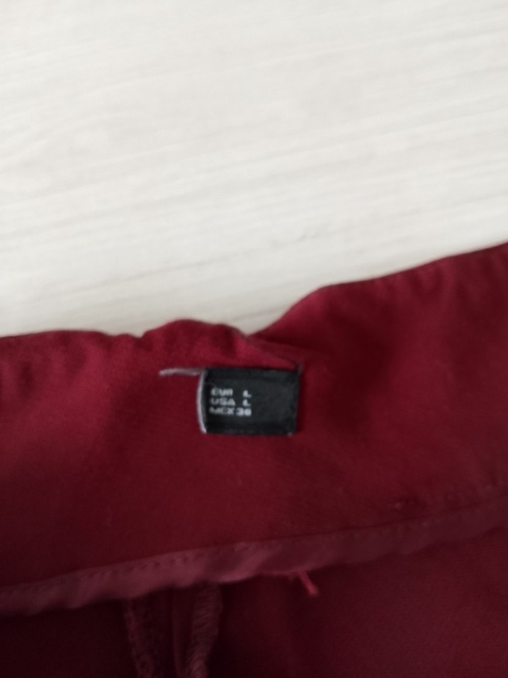 Bordo Düğmeli Midi Kadın Kumaş Pantolon - Görsel 3