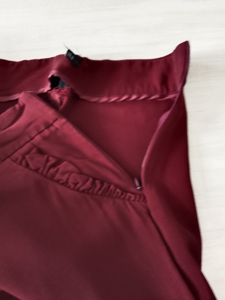 Bordo Düğmeli Midi Kadın Kumaş Pantolon - Görsel 4