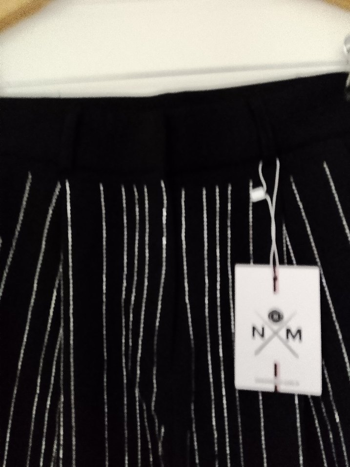 Siyah taş işlemeli Kadın Bol Kesim Kumaş Pantolon - Görsel 4