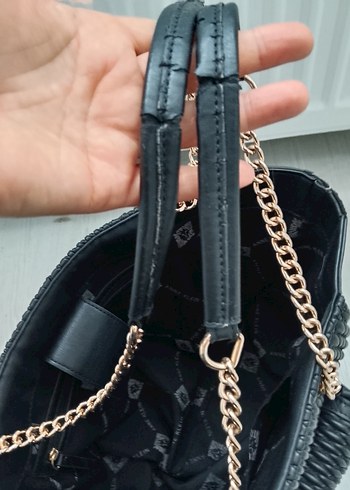 Zincir Detaylı Siyah Deri Kadın Çanta - Görsel 8