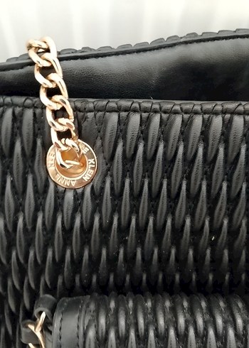 Zincir Detaylı Siyah Deri Kadın Çanta - Görsel 5