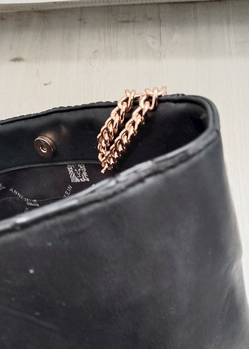 Zincir Detaylı Siyah Deri Kadın Çanta - Görsel 7