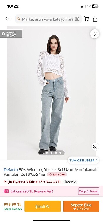 defacto 90's wide leg jean