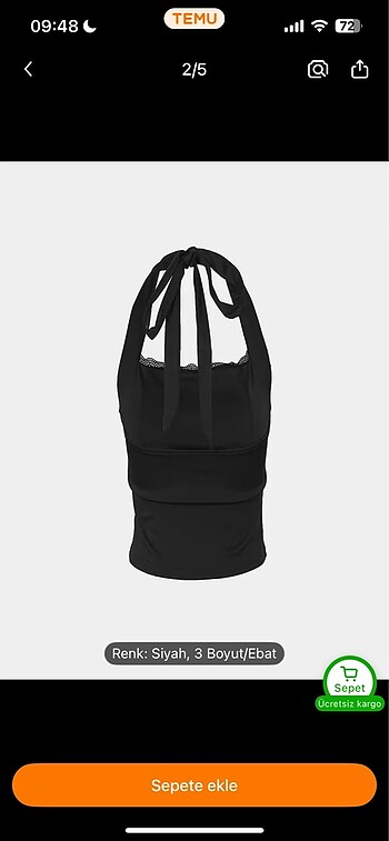 Sheinside boyundan bağlamalı halter yaka siyah top