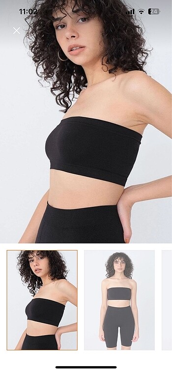 addax siyah straplez seamless crop büstiyer