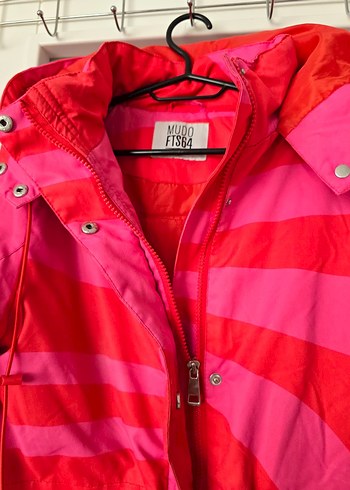 Pembe Fermuarlı Midi Street Wear Mont