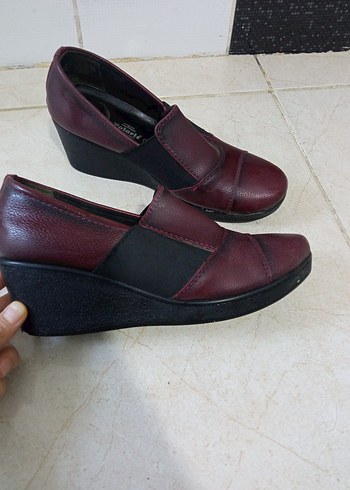 38 Beden Bordo Dolgu Topuklu Kadın Klasik Ayakkabı