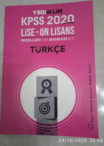 Yediiklim KPSS 2020 Türkçe Modüler Soru Bankası