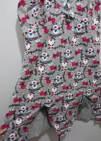 Gri Baskılı Mini Kadın Gecelik - Görsel 3