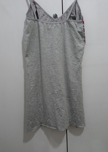 Gri Baskılı Mini Kadın Gecelik - Görsel 4