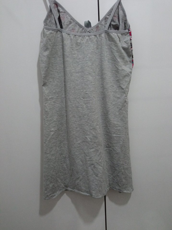 Gri Baskılı Mini Kadın Gecelik - Görsel 4