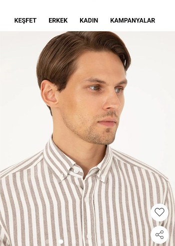 Bej Gri Çizgili Regular Fit Erkek Gömlek - Görsel 3
