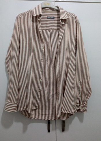 Bej Gri Çizgili Regular Fit Erkek Gömlek - Görsel 5